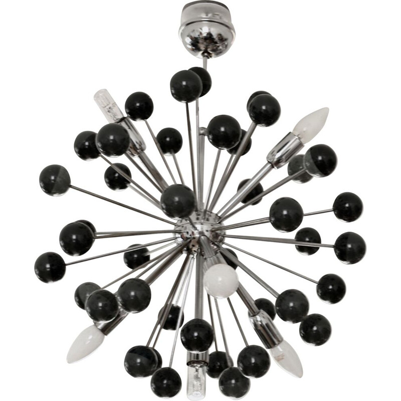 Italian sputnik vintage chandelier in chrome steel 1970