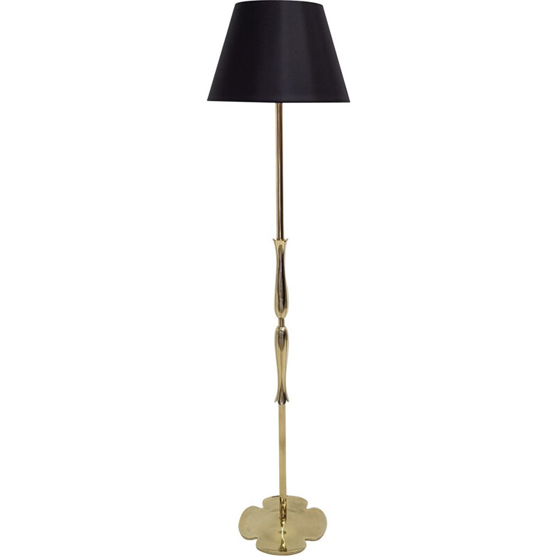 Lampadaire vintage de Riccardo Scarpa en bronze et tissu noir 1950