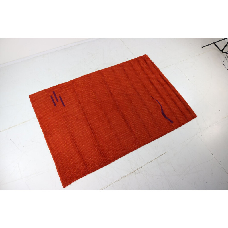 Vintage floor carpet in orange wool Dutch