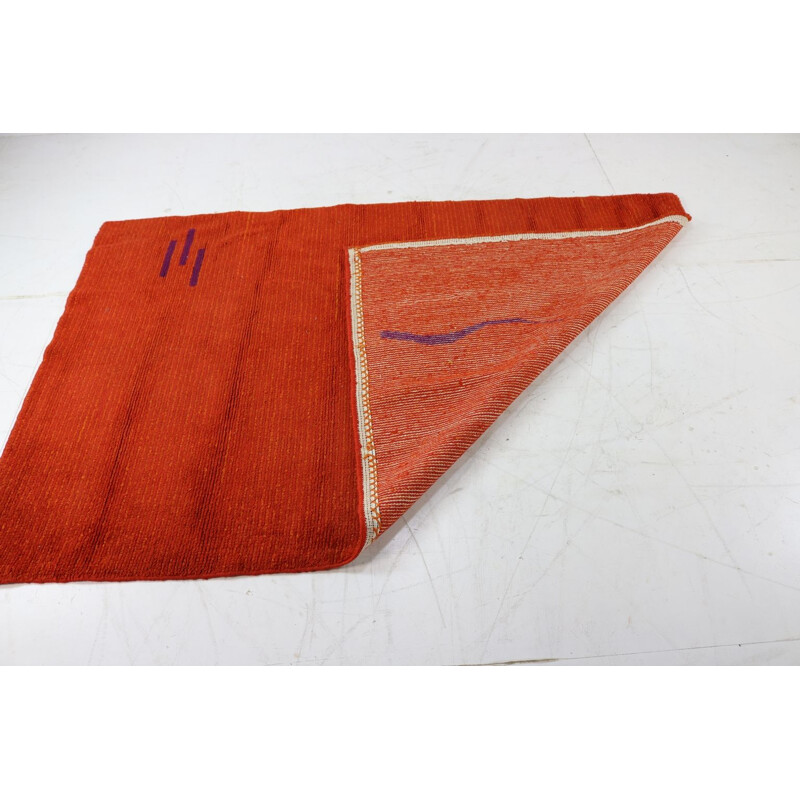 Vintage floor carpet in orange wool Dutch