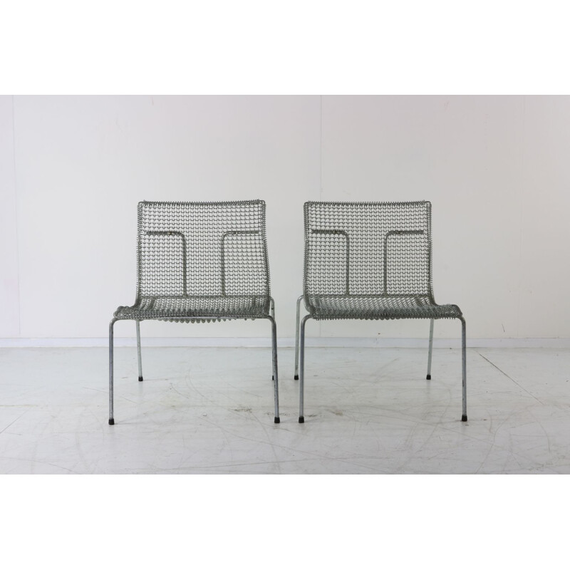 Pair of vintage easy chairs for Spectrum Holland in cast steel 1990s