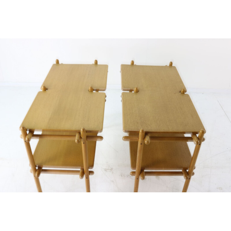 Set of 2 vintage side tables in oak Dutch 80s