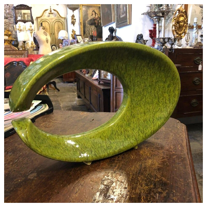 Vase vintage en céramique verte Italie 1970