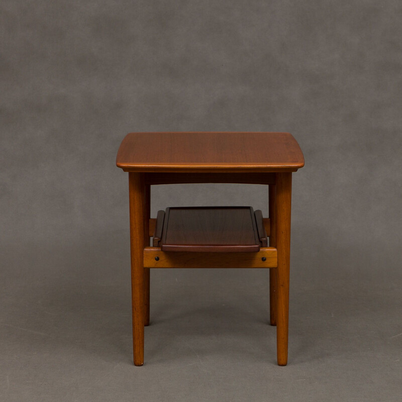 Vintage danish side table in teakwood with pull out tray 1960s