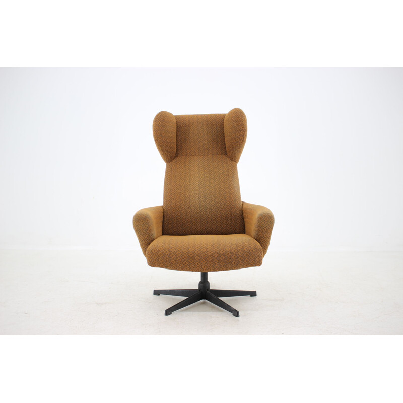 Fauteuil vintage pivotant en tissu et métal 1970