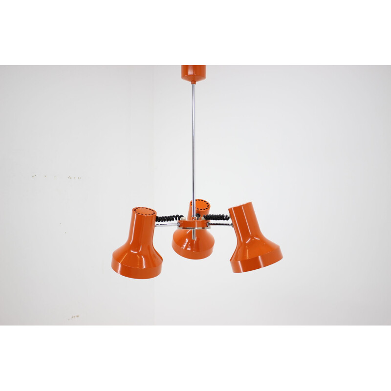 Vintage adjustable chandelier for Napako orange metal 1970s