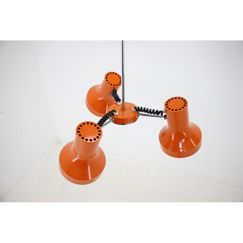 Vintage adjustable chandelier for Napako orange metal 1970s