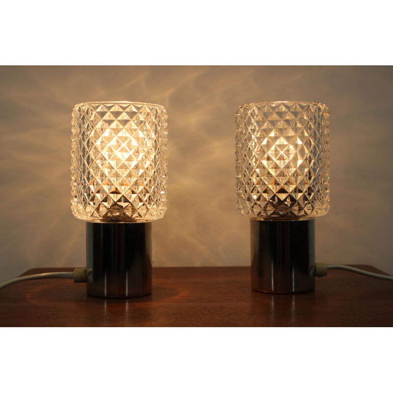 Pair of vintage design table lamps kamenicky Senov