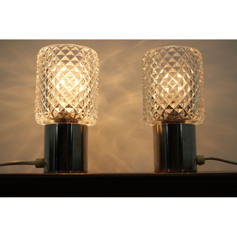 Pair of vintage design table lamps kamenicky Senov