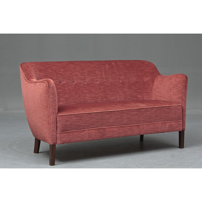 Vintage raspberry color sofa - 1940s