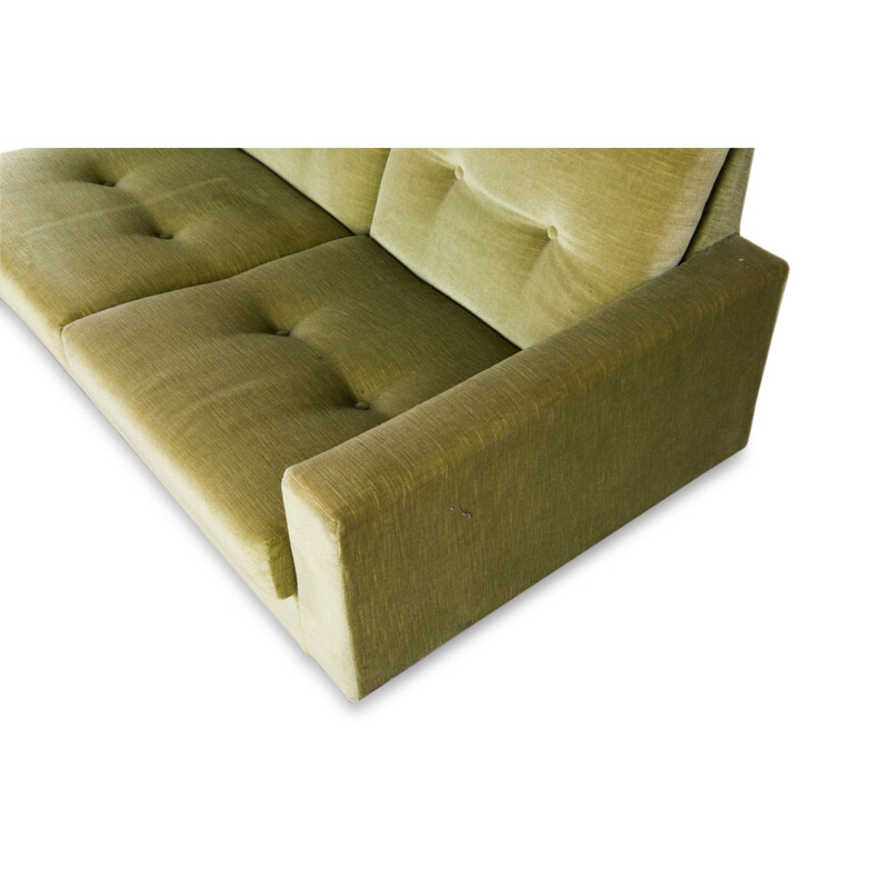 Vintage Florence Knoll 3-seat velvet sofa in light green