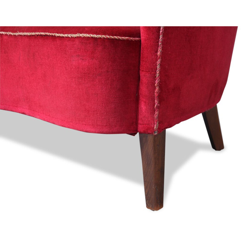 Vintage red velvet sofa