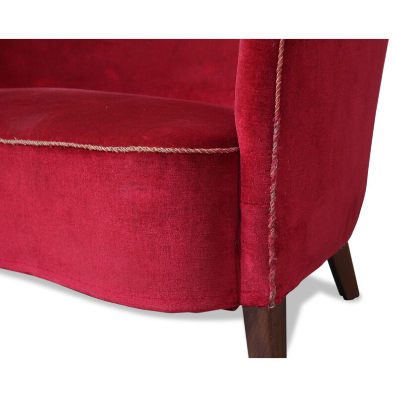 Vintage red velvet sofa