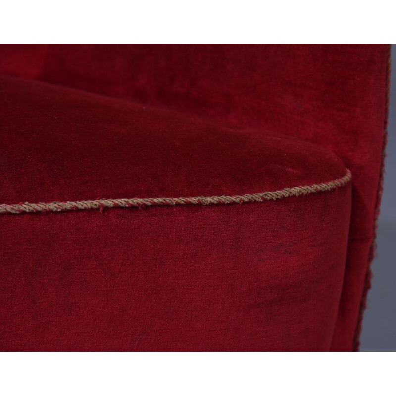 Vintage red velvet sofa