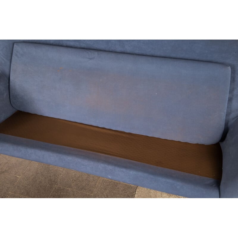 Canapé vintage en velours bleu Fritz Neth