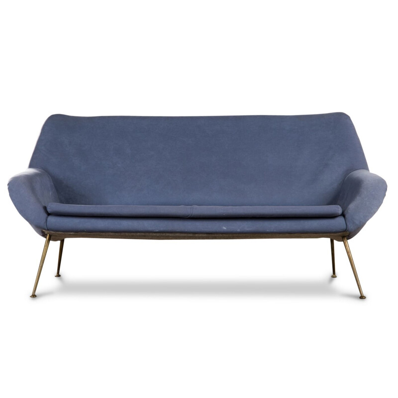 Vintage Fritz Neth blue velvet vintage sofa