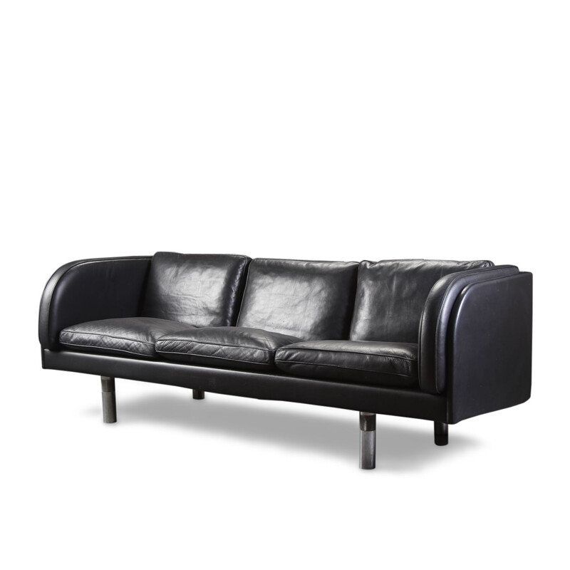 Vintage sofa in black leather Jurgen Gammelgaard