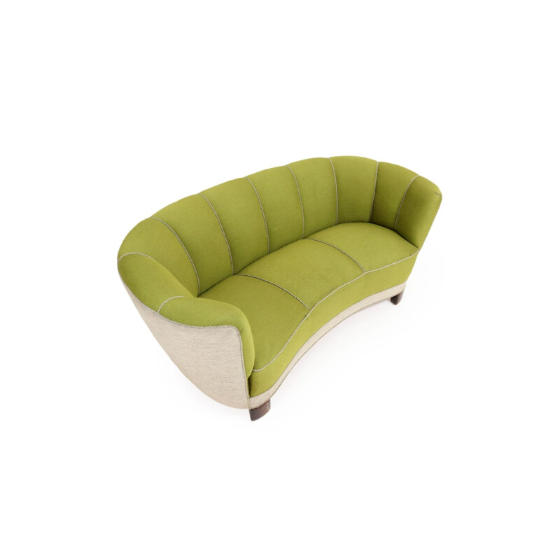 Vintage green curved sofa