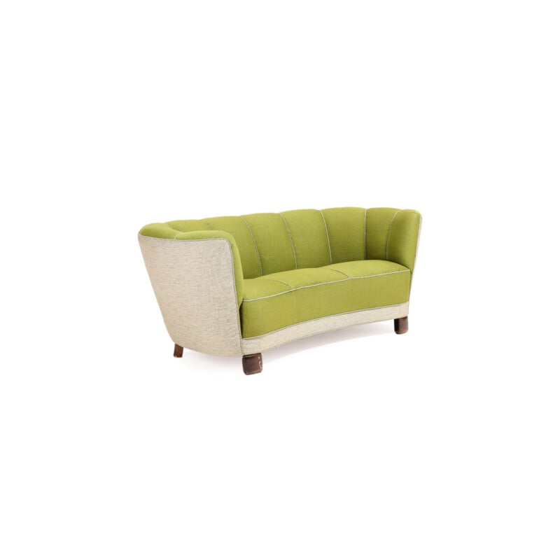 Vintage green curved sofa