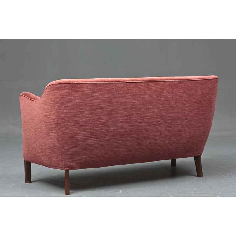 Vintage raspberry color sofa - 1940s