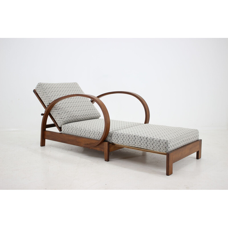 Vintage Art Deco adjustable lounge chair, Czechoslovakia 1930