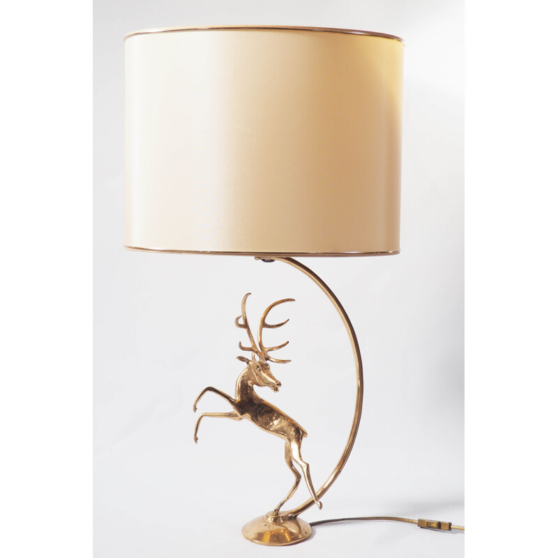 Lampe vintage cerf en bronze par Guy 1950s