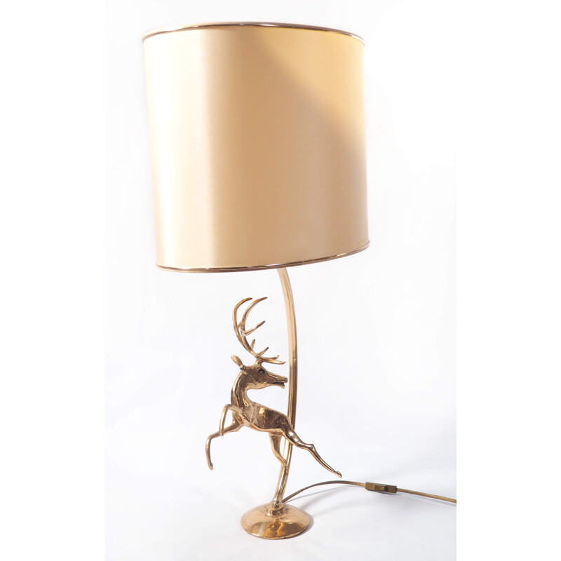 Vintage lamp bronze deer by Guy 1950s