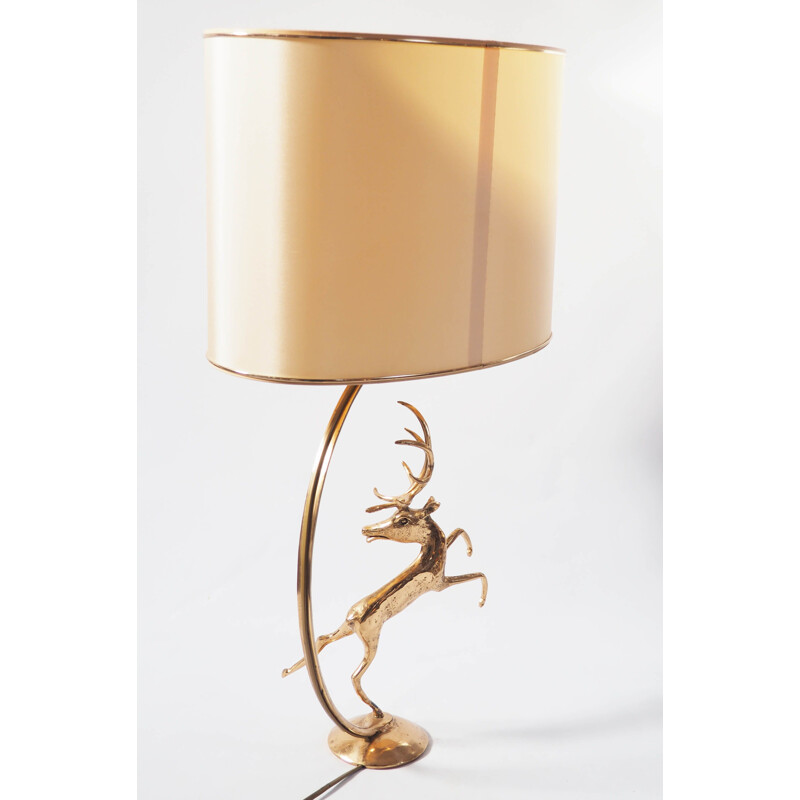 Lampe vintage cerf en bronze par Guy 1950s