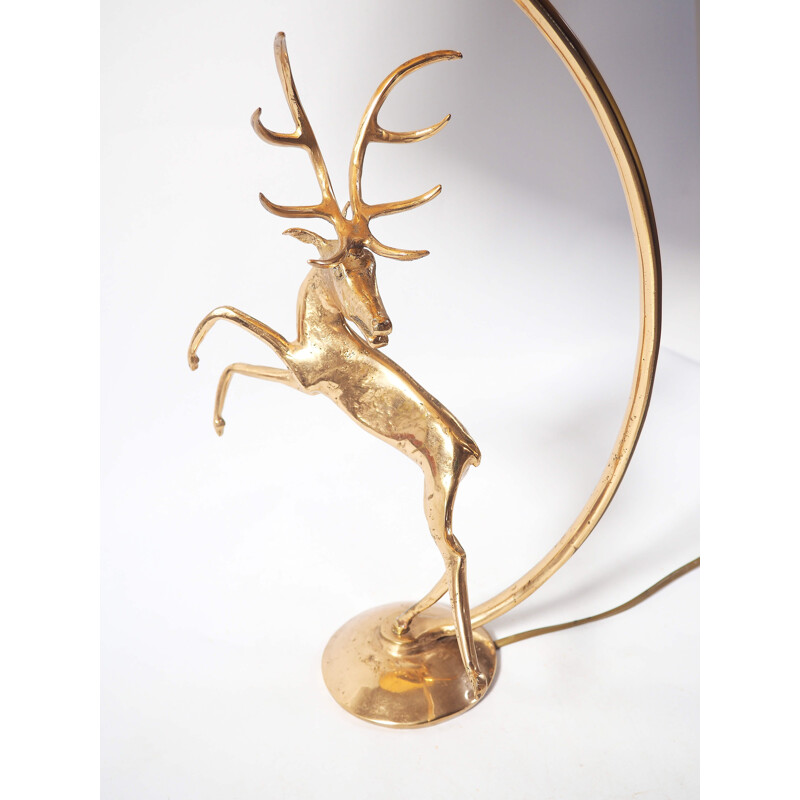 Vintage lamp bronze deer by Guy 1950s