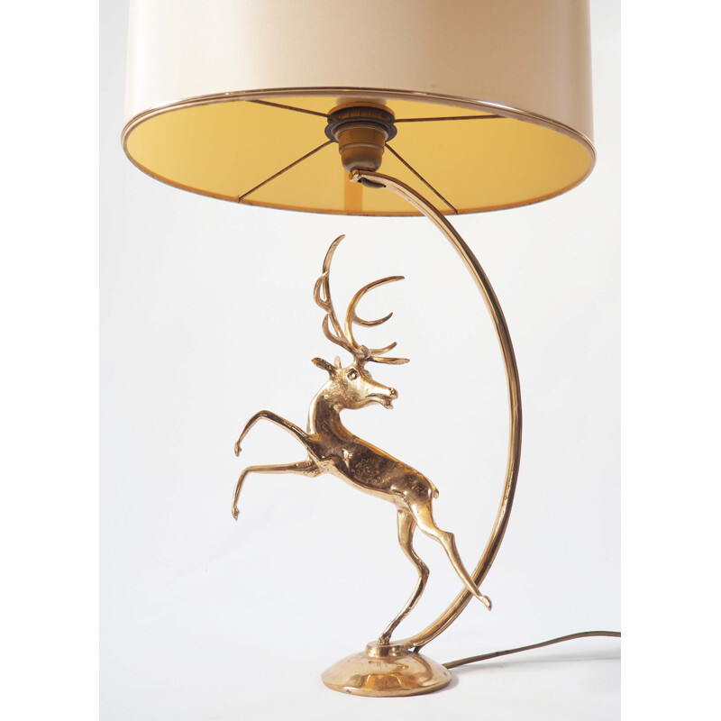 Vintage lamp bronze deer by Guy 1950s
