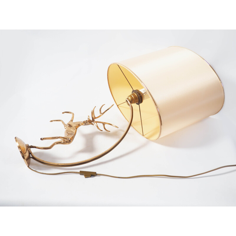 Lampe vintage cerf en bronze par Guy 1950s