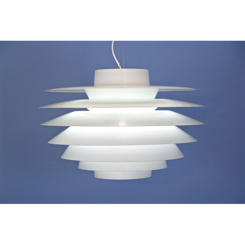 Vintage hanging lamp XXXL Verona white by Sven Middelboe for Nordisk Solar, Denmark 1970s