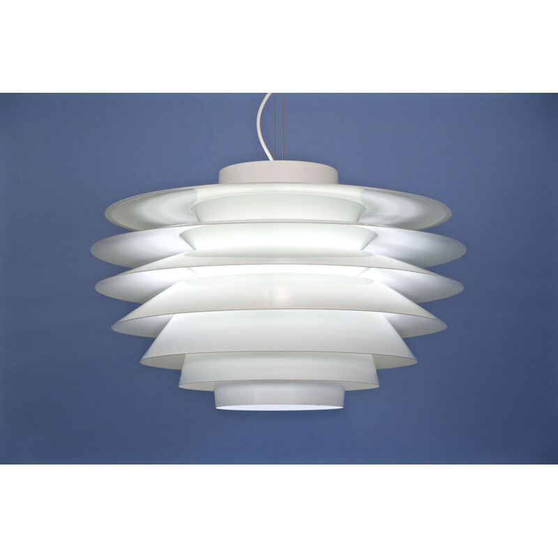 Vintage hanging lamp XXXL Verona white by Sven Middelboe for Nordisk Solar, Denmark 1970s