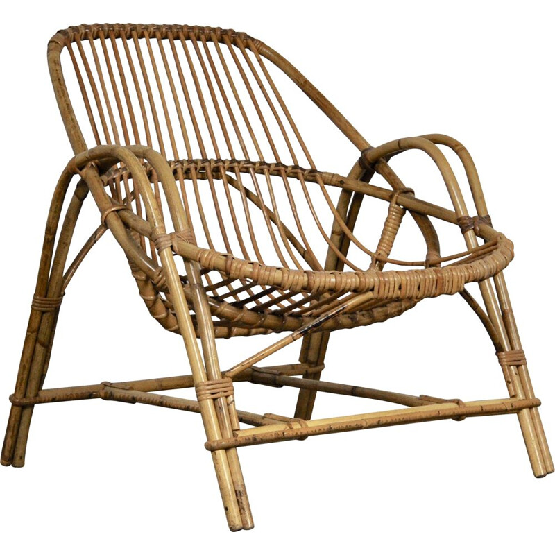 Dutch vintage armchair in rattan 1960