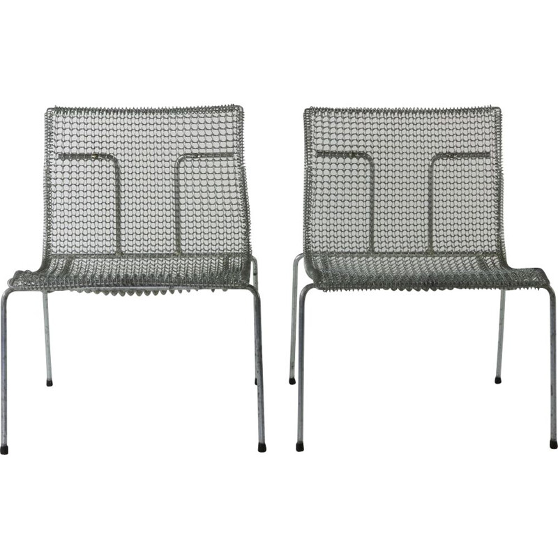 Pair of vintage easy chairs for Spectrum Holland in cast steel 1990s