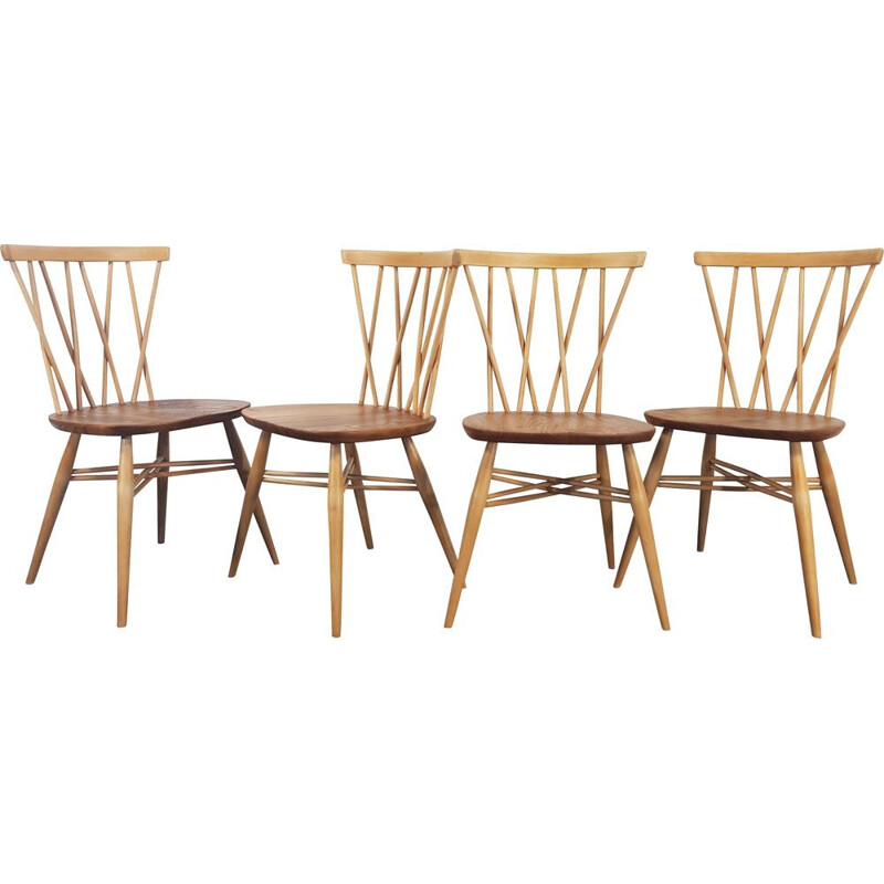 Ensemble de 4 chaises vintage candlestick par Lucian Ercolani pour Ercol des années 1960