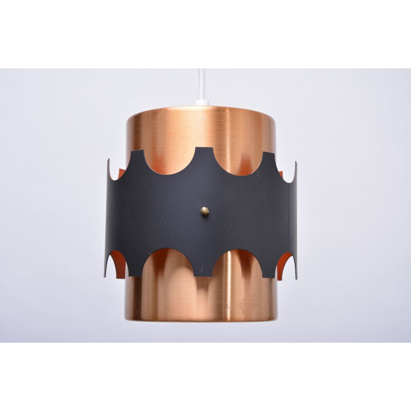 Pair of vintage copper colored pendant lamps, Germany 1970