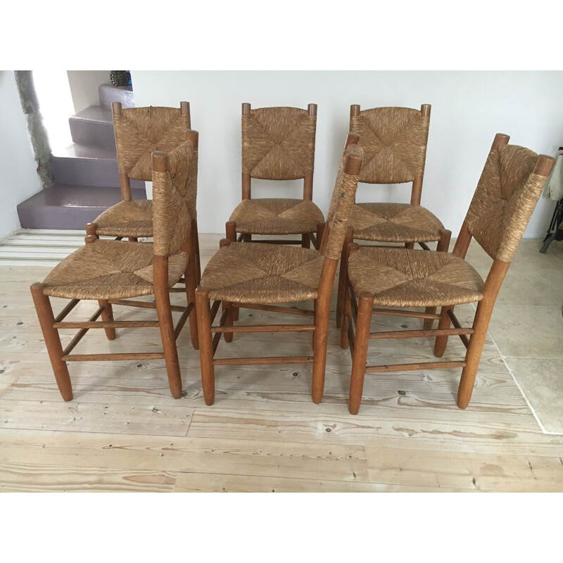 Set of 6 vintage chairs n19 by Charlotte Perriand 1960s