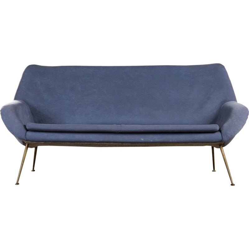 Canapé vintage en velours bleu Fritz Neth