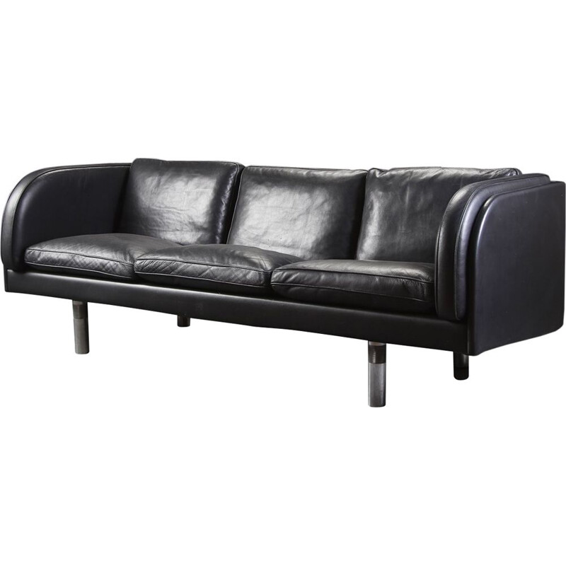 Vintage sofa in black leather Jurgen Gammelgaard