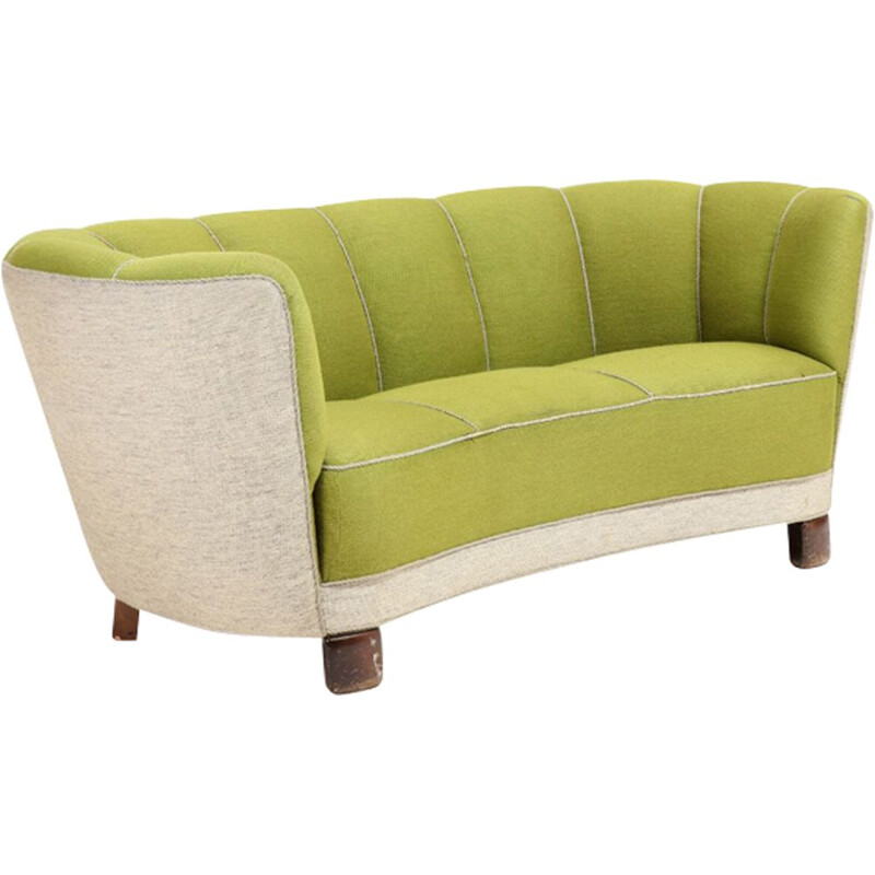 Vintage green curved sofa