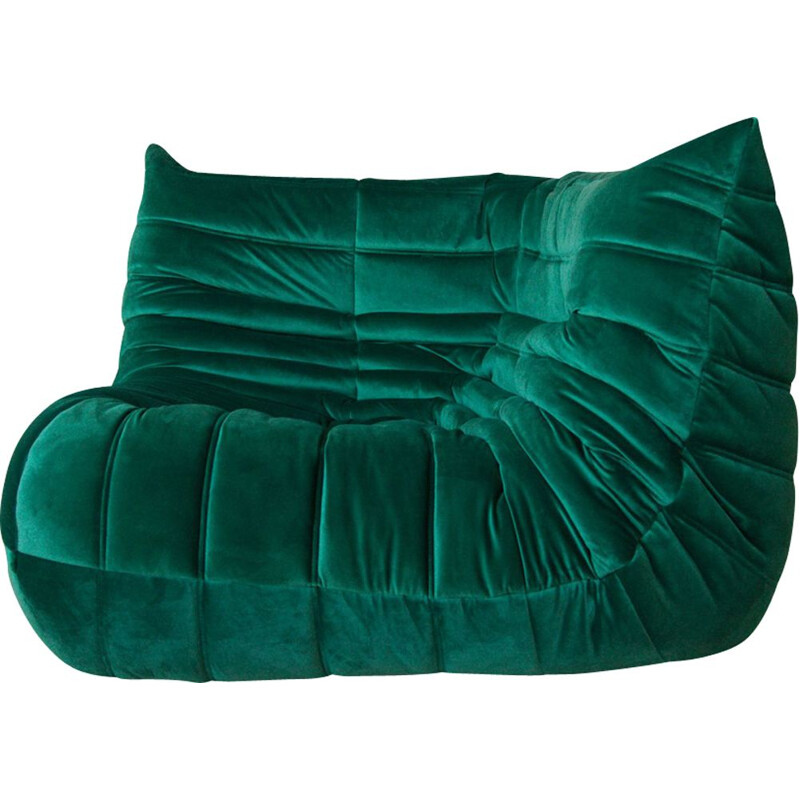 Canapé d'angle vintage - vert velours