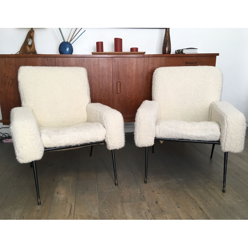 Pair of vintage fabric armchairs by Pierre Frey, 1950