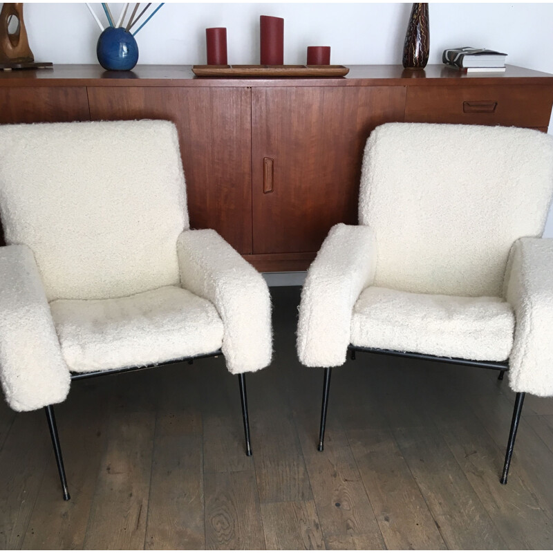 Paire de fauteuils vintage en tissu par Pierre Frey, 1950