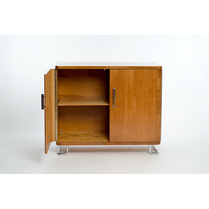 Vintage highboard in tubular steel and oak by Hynek Gottwald, 1950s