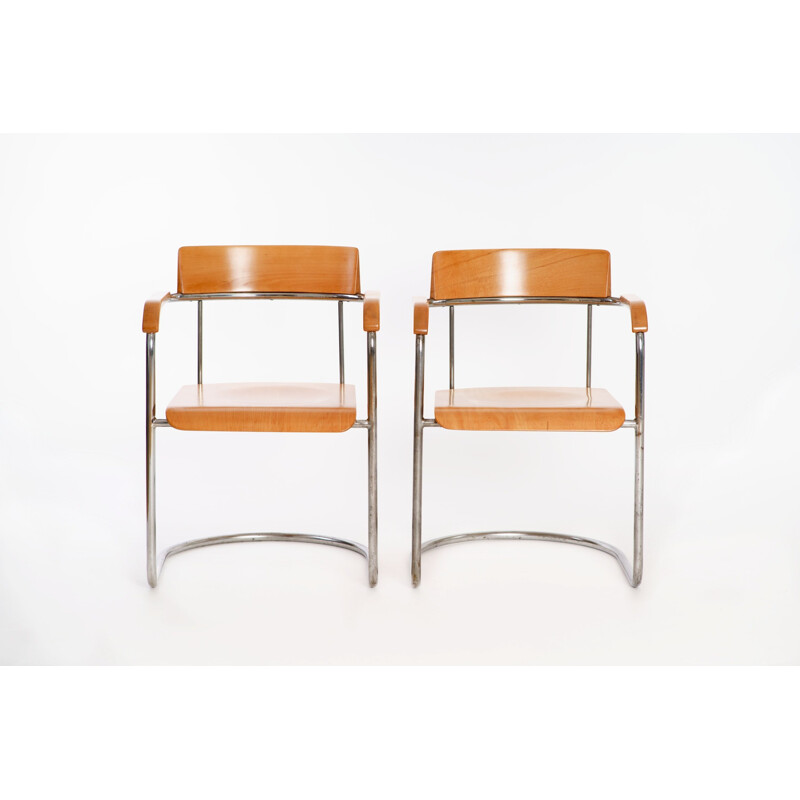 Set of 2 vintage chairs tubular steel by Vichr & Co 1930s