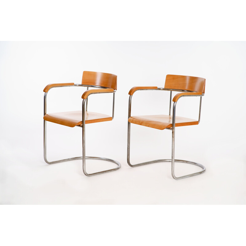 Set of 2 vintage chairs tubular steel by Vichr & Co 1930s