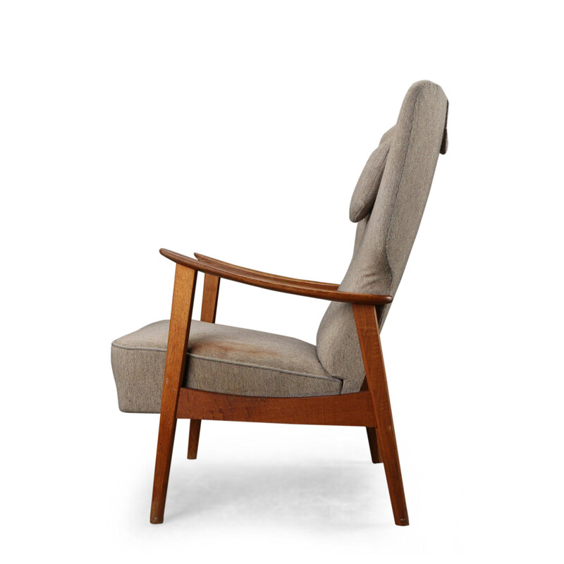 Vintage armchair for Fritz Hansen in oak and wool 1950