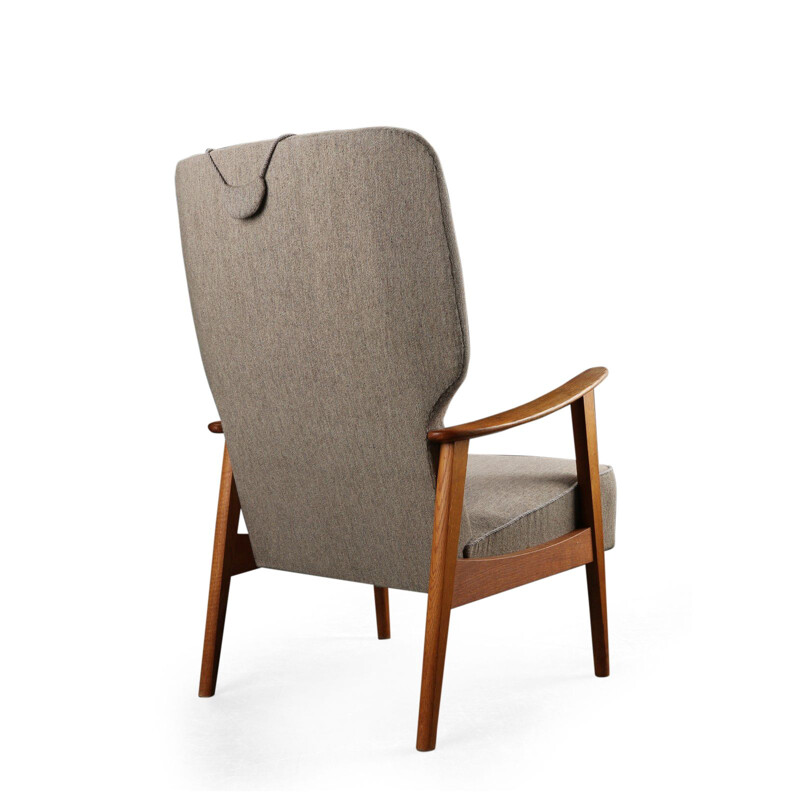 Vintage armchair for Fritz Hansen in oak and wool 1950