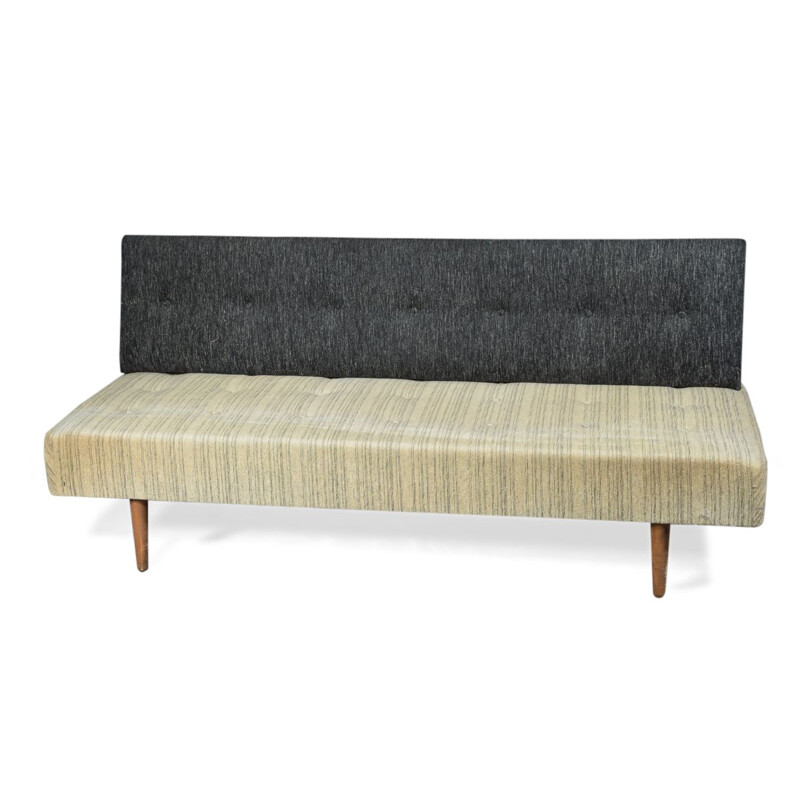 Scandinavian vintage fold-out sofa in grey wool 1960